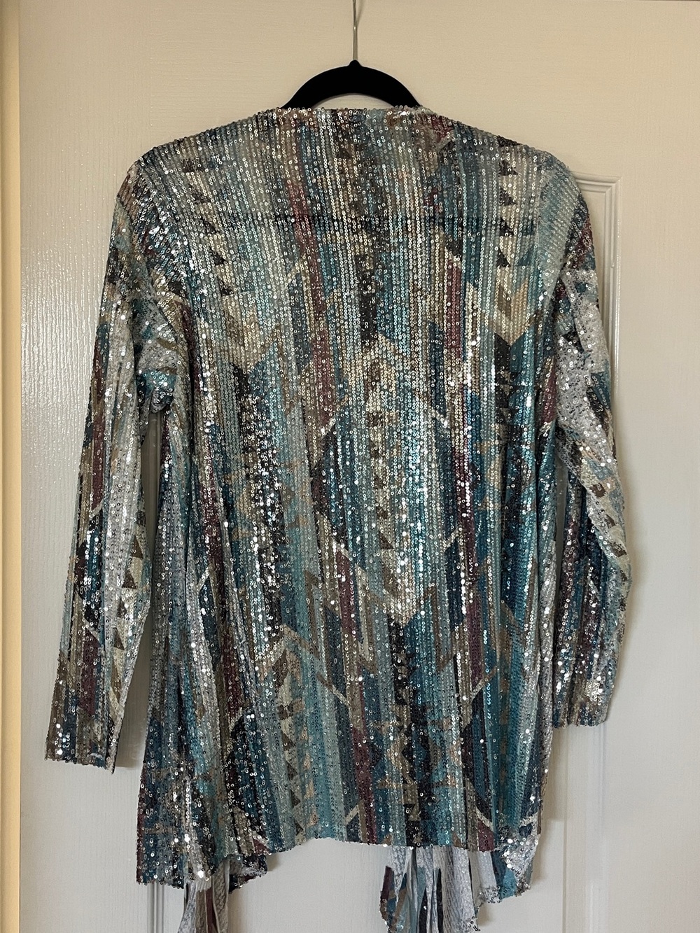 Women’s Sequin Cover-Up Cardigan — Teal Multi